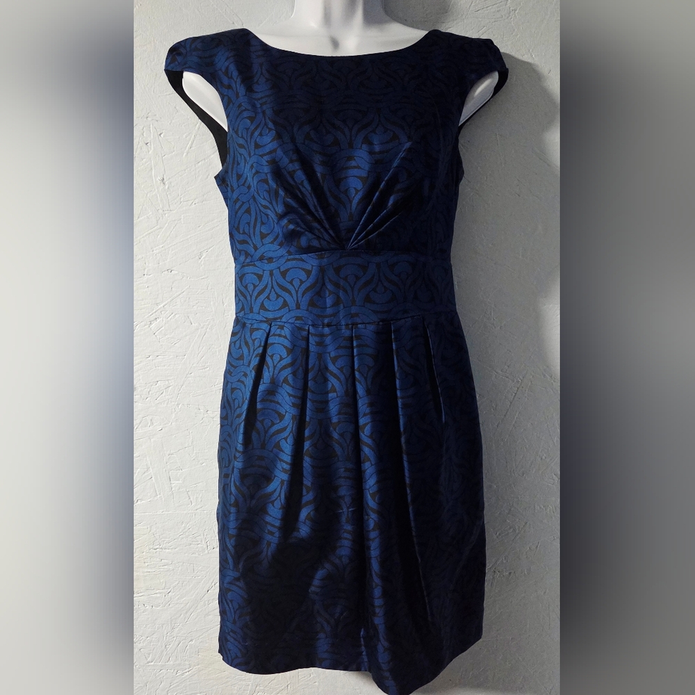 Banana Republic Blue & Black Print 100% Silk Dress - Size 0